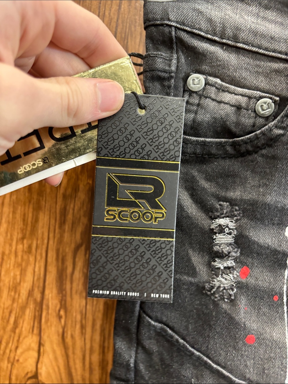 NWT Lr Scoop Kids' Black Paint-Splatter Moto Jeans - Picture 6 of 10